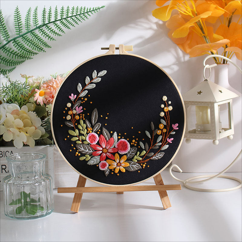 DIY Paket Sulam Tangan Set Menyulam Hand Embroidery Needle Kit Jahit Bordir Flower Bunga 2