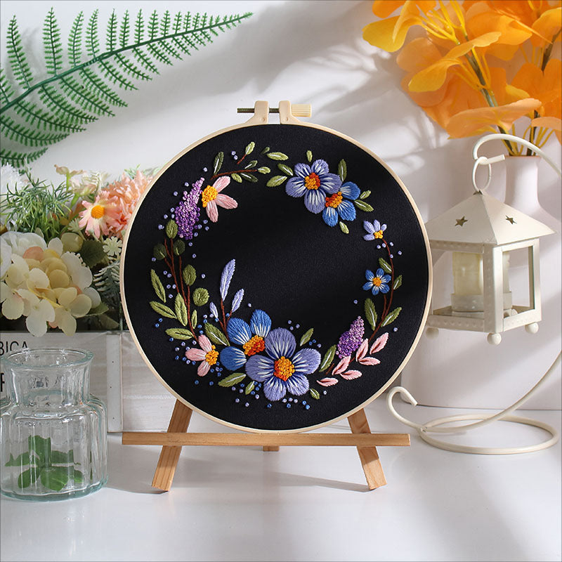 DIY Paket Sulam Tangan Set Menyulam Hand Embroidery Needle Kit Jahit Bordir Flower Bunga 2