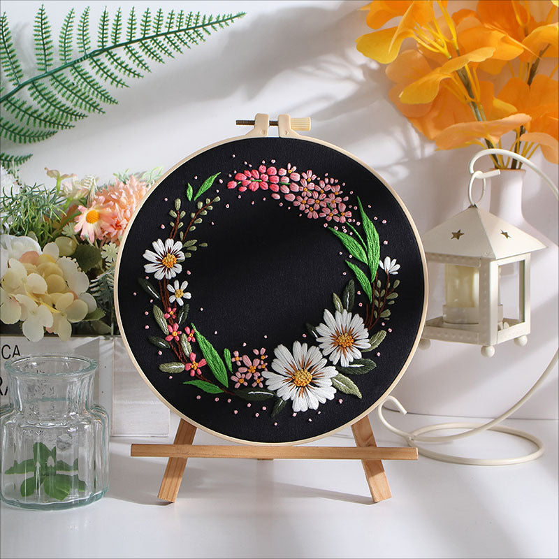 DIY Paket Sulam Tangan Set Menyulam Hand Embroidery Needle Kit Jahit Bordir Flower Bunga 2