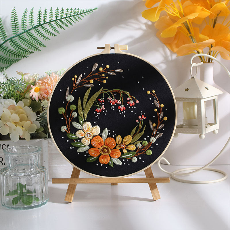 DIY Paket Sulam Tangan Set Menyulam Hand Embroidery Needle Kit Jahit Bordir Flower Bunga 2