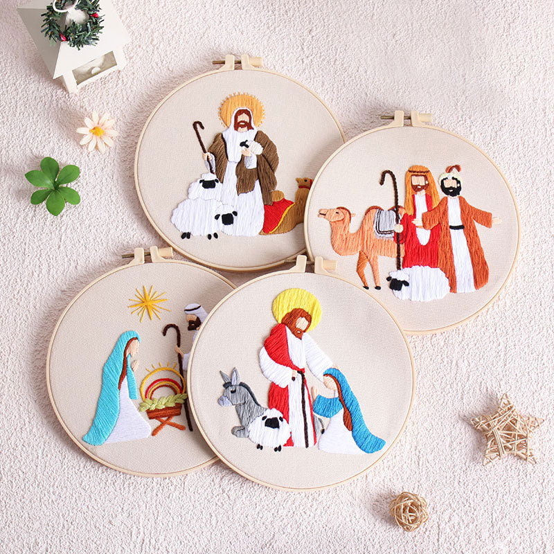 DIY Paket Sulam Tangan Set Menyulam Hand Embroidery Needle Kit Jahit Bordir Christian Religi Natal Christmas