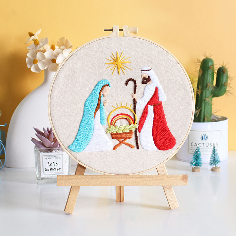 DIY Paket Sulam Tangan Set Menyulam Hand Embroidery Needle Kit Jahit Bordir Christian Religi Natal Christmas