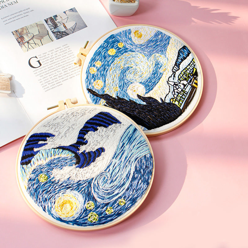 DIY Paket Sulam Tangan Set Menyulam Hand Embroidery Needle Kit Jahit Bordir Starry Sky