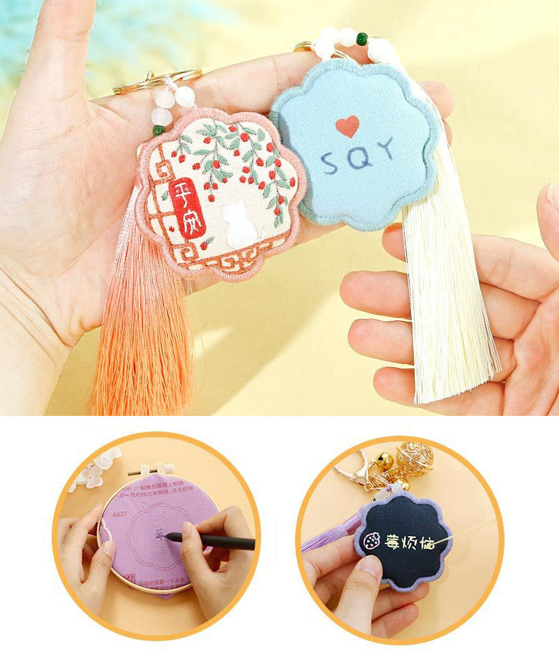 DIY Kit Keychain Handmade Kerajinan Sulam Tangan Gantungan Kunci Mobil Tas B