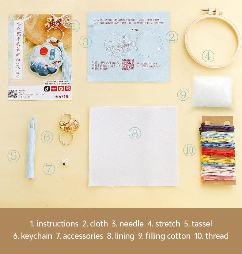DIY Kit Keychain Handmade Kerajinan Sulam Tangan Gantungan Kunci Mobil Tas B