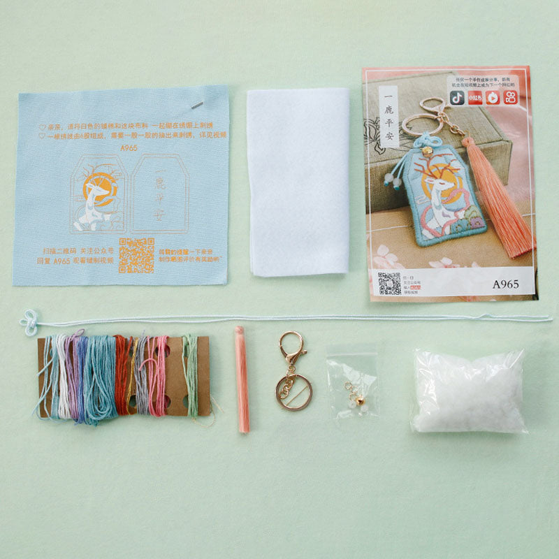 DIY Kit Embroidery Pendant Keychain Kerajinan Tangan Gantungan Kunci Bordir 4