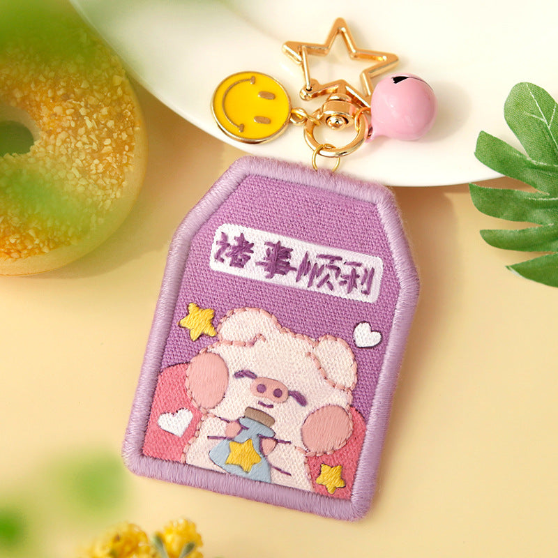 DIY Kit Embroidery Pendant Keychain Kerajinan Tangan Gantungan Kunci Bordir 4