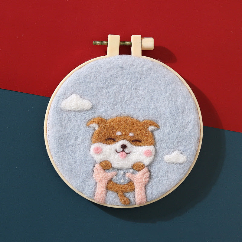 Needle Felt Landscape Set DIY Wool Felting Hoop Kit Handmade Craft Kerajinan Tangan