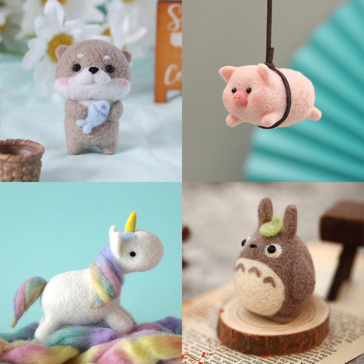 DIY Kit Animal Felt Wool Needle Poke Kerajinan Boneka Animal Hewan Lucu