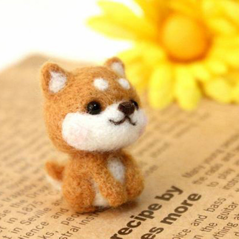 DIY Kit Animal Felt Wool Needle Poke Kerajinan Boneka Anjing Kostum Lucu