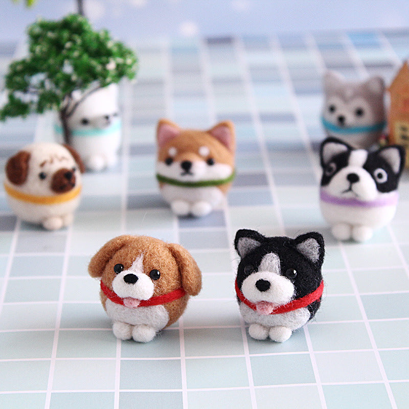 Needle Felt Doll DIY Wool Felting Craft Kit Animal Poke Kerajinan Tangan Boneka Anjing Dog