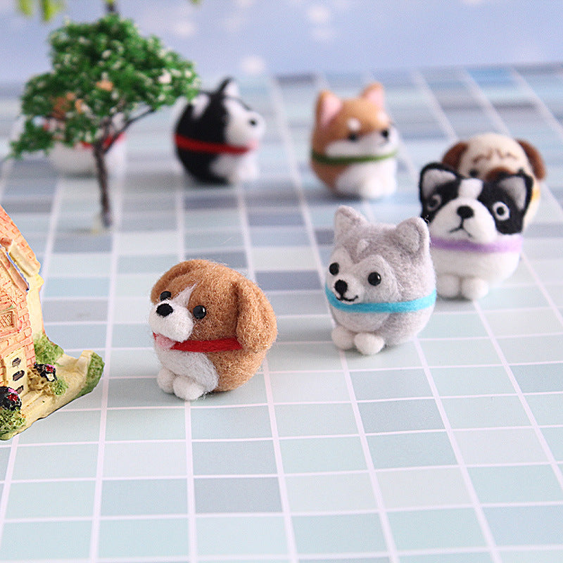 Needle Felt Doll DIY Wool Felting Craft Kit Animal Poke Kerajinan Tangan Boneka Anjing Dog