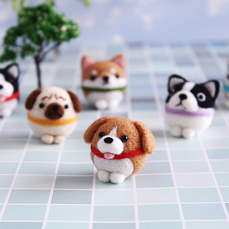 Needle Felt Doll DIY Wool Felting Craft Kit Animal Poke Kerajinan Tangan Boneka Anjing Dog