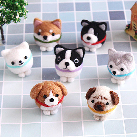 Needle Felt Doll DIY Wool Felting Craft Kit Animal Poke Kerajinan Tangan Boneka Anjing Dog