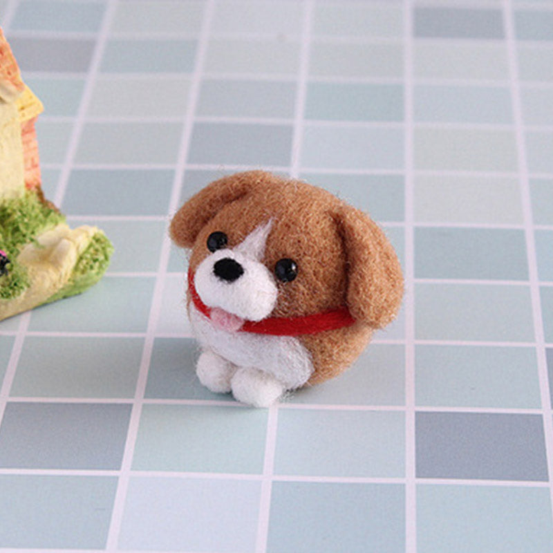 Needle Felt Doll DIY Wool Felting Craft Kit Animal Poke Kerajinan Tangan Boneka Anjing Dog