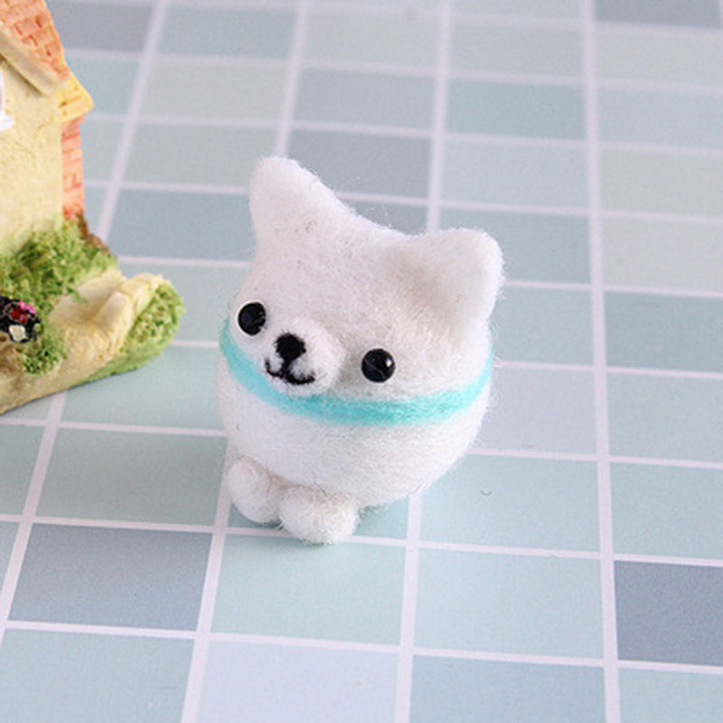 Needle Felt Doll DIY Wool Felting Craft Kit Animal Poke Kerajinan Tangan Boneka Anjing Dog