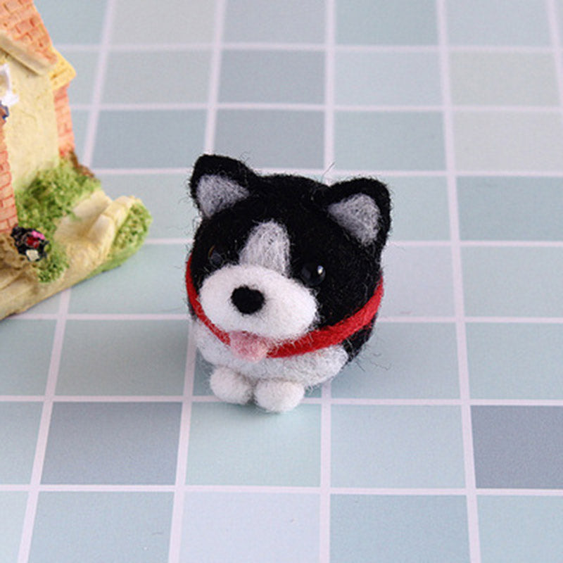 Needle Felt Doll DIY Wool Felting Craft Kit Animal Poke Kerajinan Tangan Boneka Anjing Dog