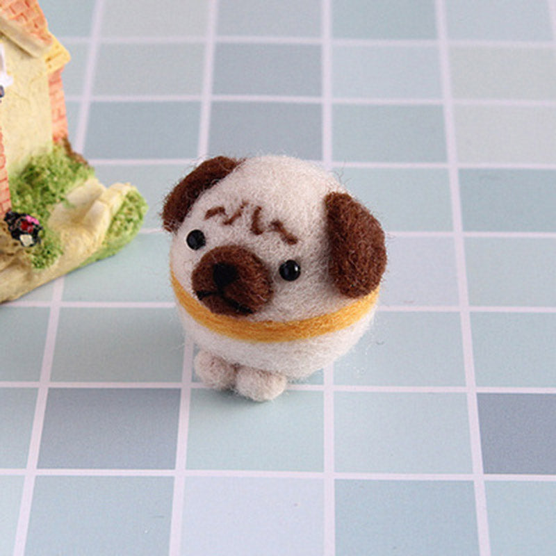 Needle Felt Doll DIY Wool Felting Craft Kit Animal Poke Kerajinan Tangan Boneka Anjing Dog