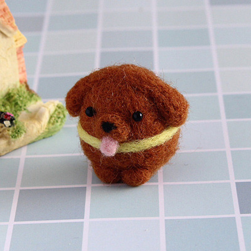 Needle Felt Doll DIY Wool Felting Craft Kit Animal Poke Kerajinan Tangan Boneka Anjing Dog