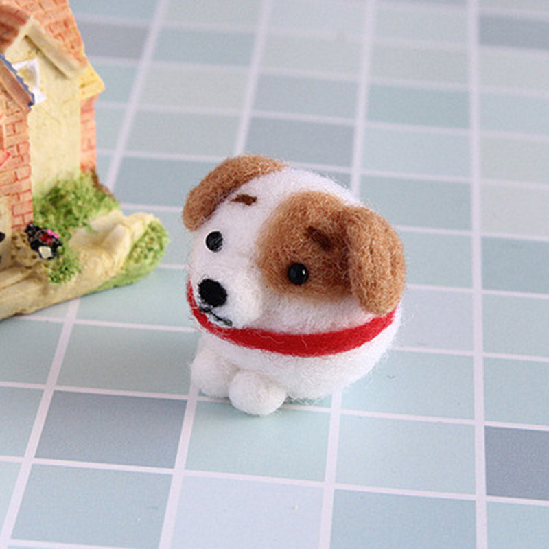 Needle Felt Doll DIY Wool Felting Craft Kit Animal Poke Kerajinan Tangan Boneka Anjing Dog