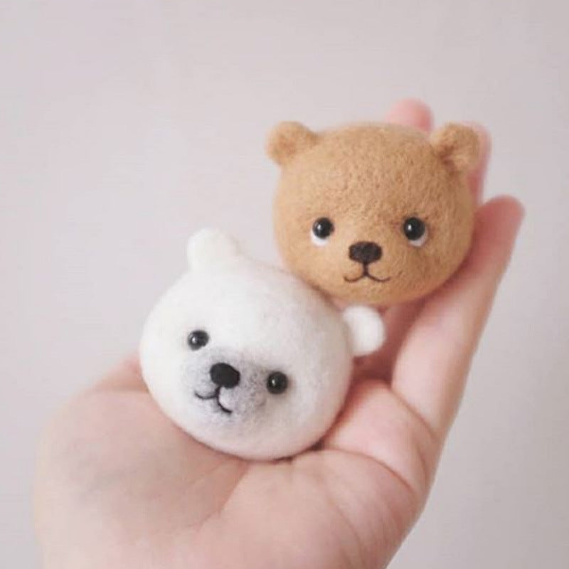 Needle Felt Doll DIY Wool Felting Craft Kit Animal Poke Kerajinan Tangan Boneka Binatang Bear Panda 2