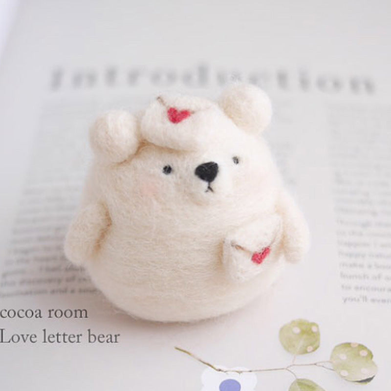 Needle Felt Doll DIY Wool Felting Craft Kit Animal Poke Kerajinan Tangan Boneka Binatang Bear Panda 2