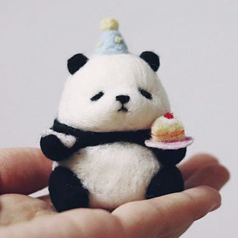 Needle Felt Doll DIY Wool Felting Craft Kit Animal Poke Kerajinan Tangan Boneka Binatang Bear Panda 2