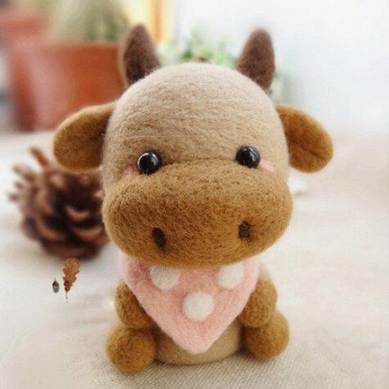 Needle Felt Doll DIY Wool Felting Craft Kit Animal Poke Kerajinan Tangan Boneka Binatang Bear Panda 2