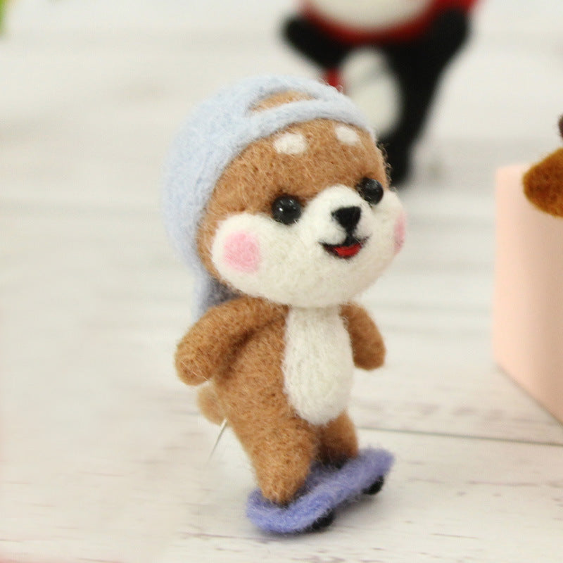 Needle Felt Doll DIY Wool Felting Craft Kit Animal Poke Kerajinan Tangan Boneka Anjing Dog