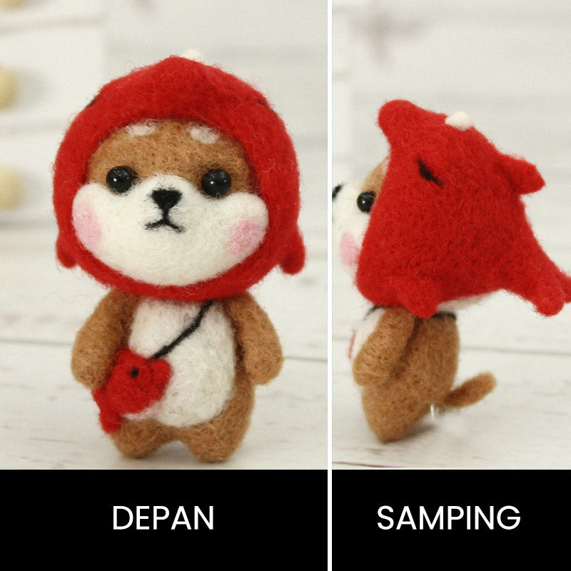 Needle Felt Doll DIY Wool Felting Craft Kit Animal Poke Kerajinan Tangan Boneka Anjing Dog