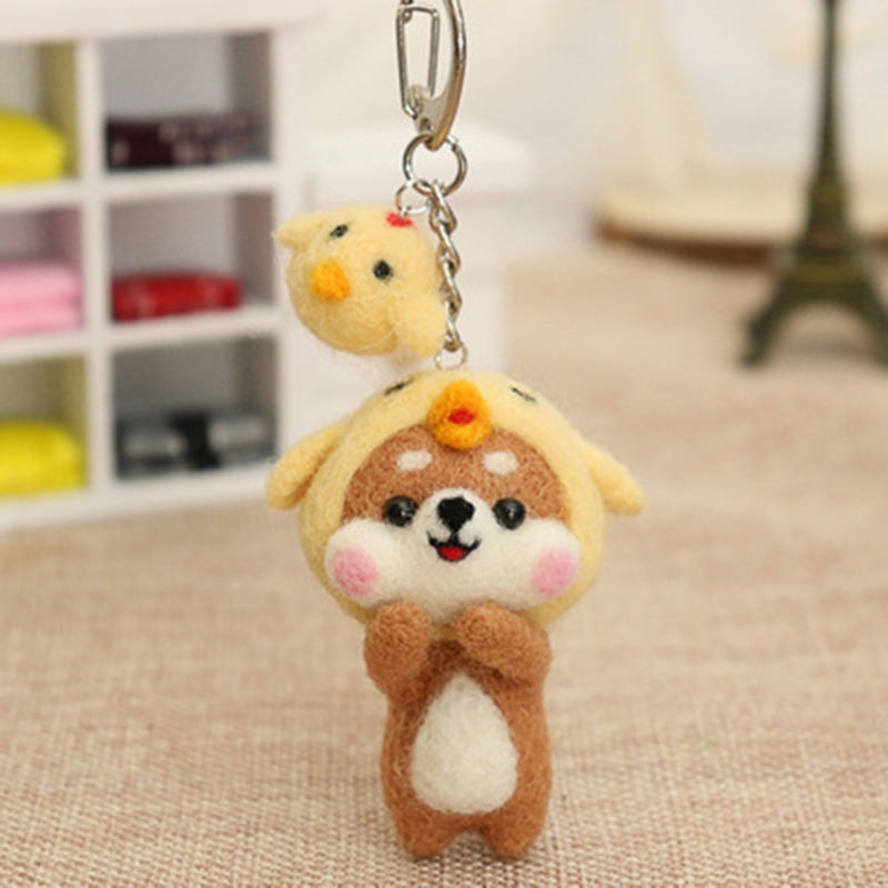 Needle Felt Doll DIY Wool Felting Craft Kit Animal Poke Kerajinan Tangan Boneka Binatang Zodiak Shio Keychain