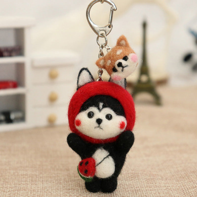 Needle Felt Doll DIY Wool Felting Craft Kit Animal Poke Kerajinan Tangan Boneka Binatang Zodiak Shio Keychain