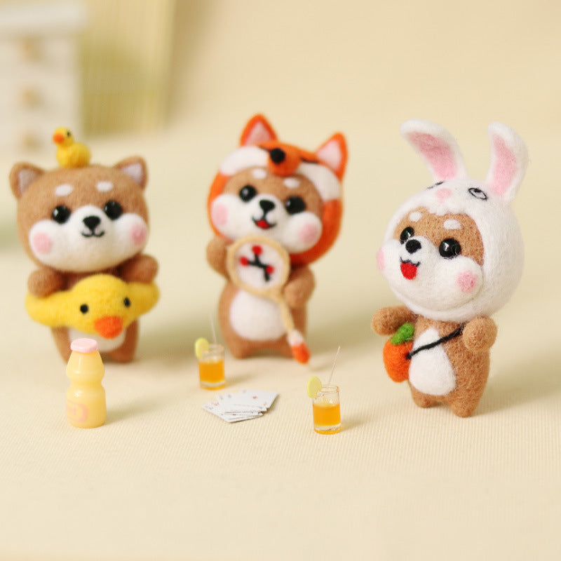 Needle Felt Doll DIY Wool Felting Craft Kit Animal Poke Kerajinan Tangan Boneka Anjing Dog