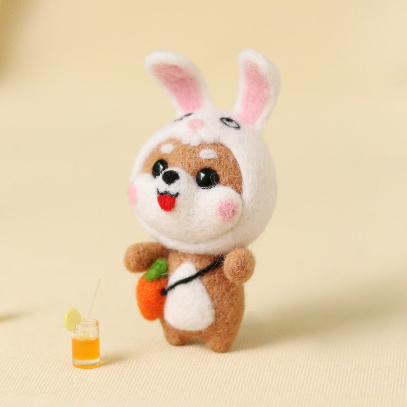 Needle Felt Doll DIY Wool Felting Craft Kit Animal Poke Kerajinan Tangan Boneka Anjing Dog