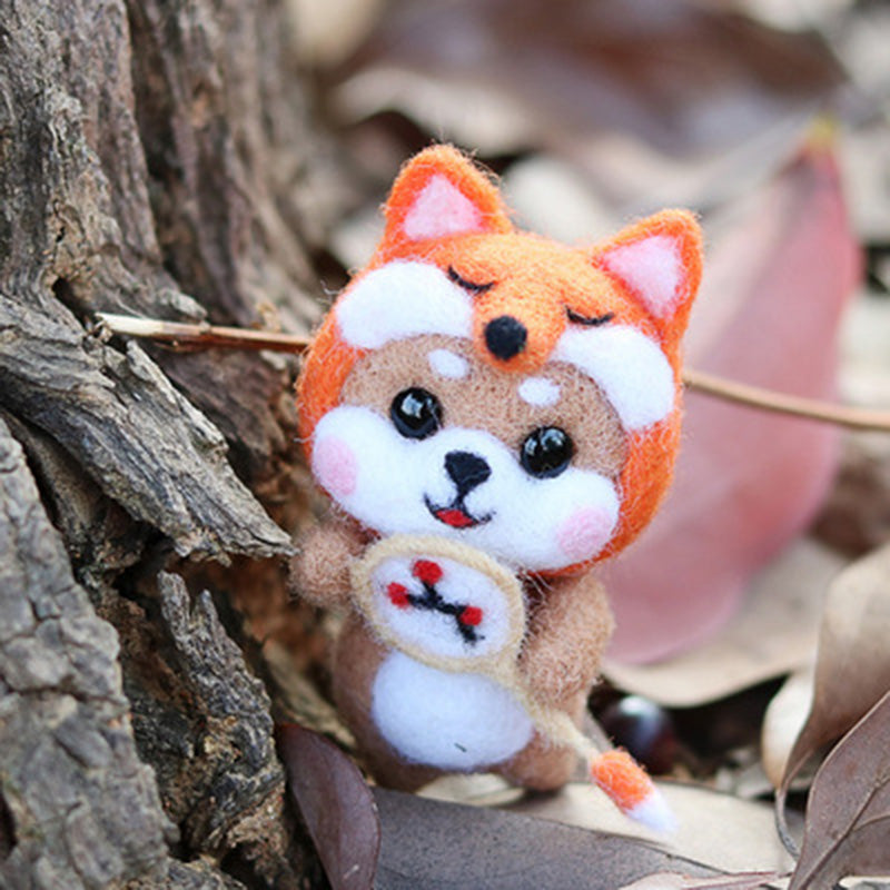 Needle Felt Doll DIY Wool Felting Craft Kit Animal Poke Kerajinan Tangan Boneka Anjing Dog
