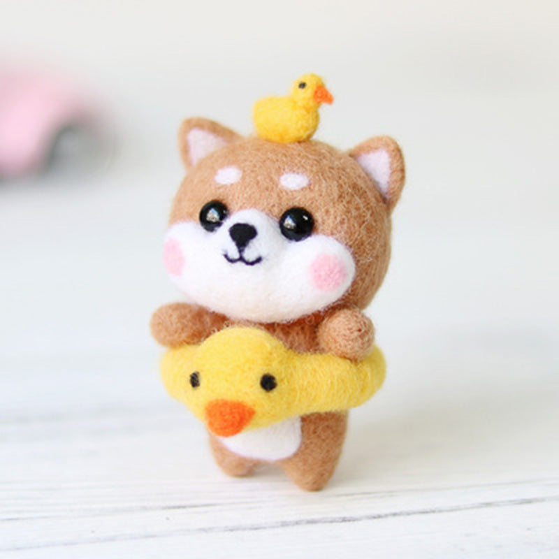 Needle Felt Doll DIY Wool Felting Craft Kit Animal Poke Kerajinan Tangan Boneka Anjing Dog