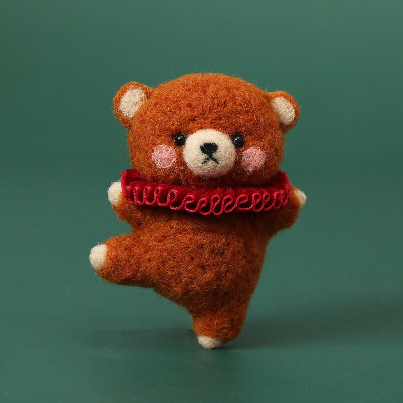 Needle Felt Doll DIY Wool Felting Craft Kit Animal Poke Kerajinan Tangan Boneka Binatang Bear Panda 2