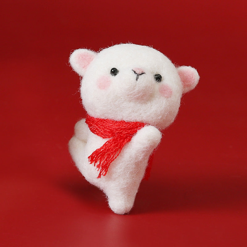 Needle Felt Doll DIY Wool Felting Craft Kit Animal Poke Kerajinan Tangan Boneka Binatang Bear Panda 2