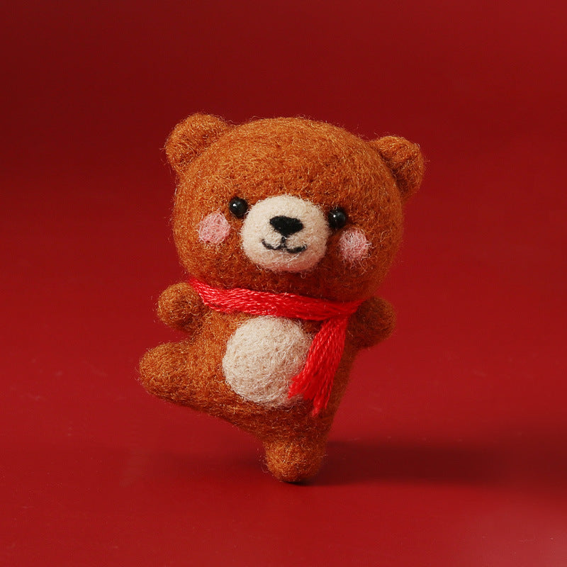 Needle Felt Doll DIY Wool Felting Craft Kit Animal Poke Kerajinan Tangan Boneka Binatang Bear Panda 2
