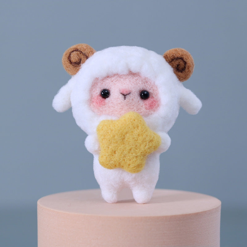 Needle Felt Doll DIY Wool Felting Craft Kit Animal Poke Kerajinan Tangan Boneka Binatang Bear Panda 2