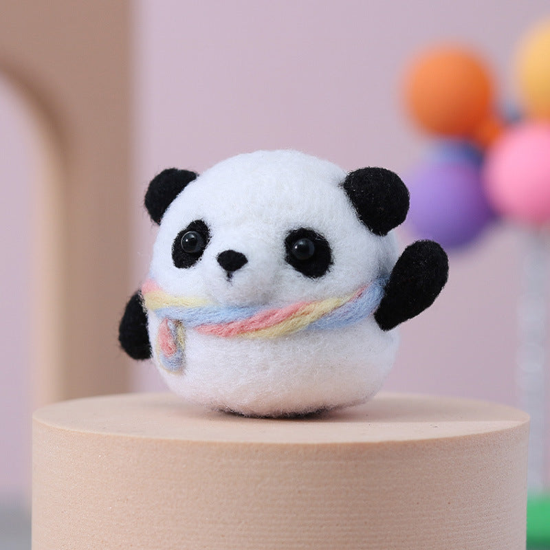 Needle Felt Doll DIY Wool Felting Craft Kit Animal Poke Kerajinan Tangan Boneka Binatang Bear Panda 2