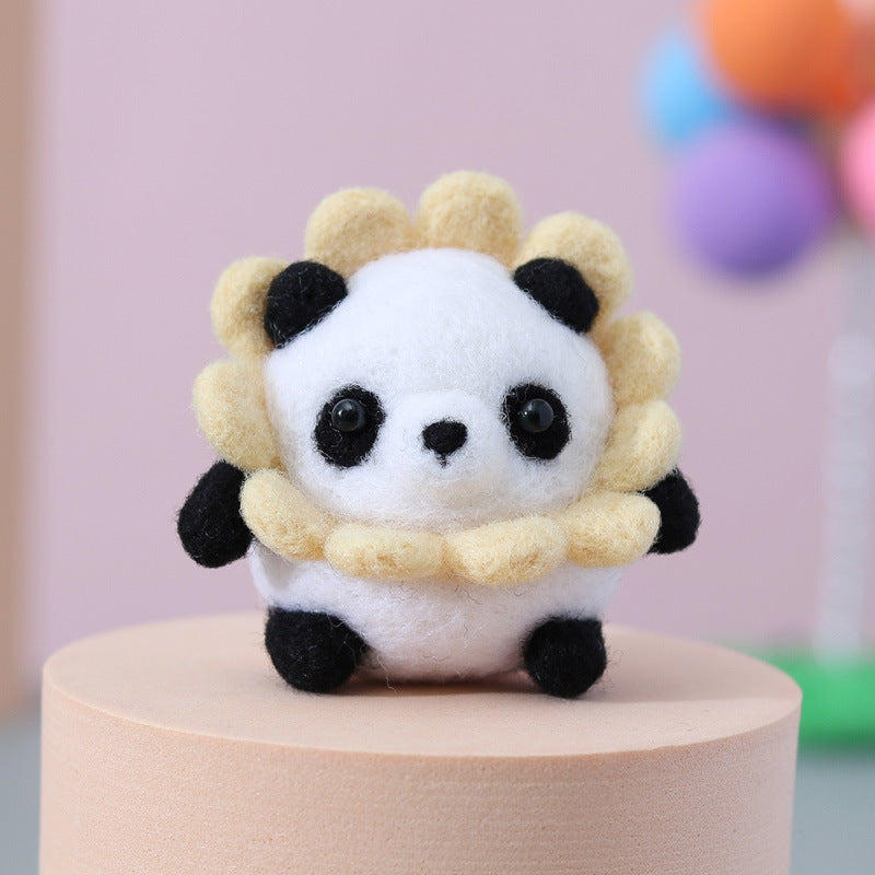 Needle Felt Doll DIY Wool Felting Craft Kit Animal Poke Kerajinan Tangan Boneka Binatang Bear Panda 2