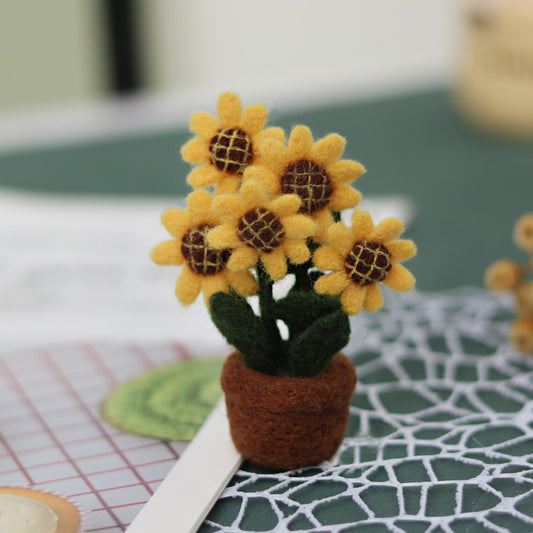 Needle Felt Doll DIY Wool Felting Craft Kit Poke Kerajinan Tangan Boneka Bunga Sunflower