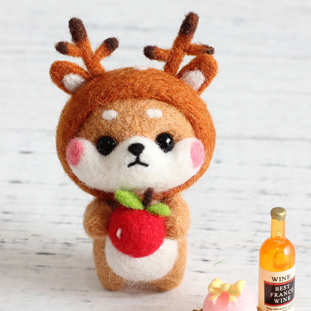 DIY Kit Animal Felt Wool Needle Poke Kerajinan Boneka Anjing Kostum Lucu