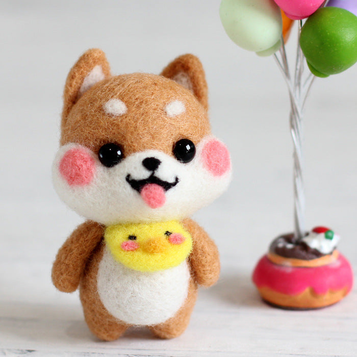 DIY Kit Animal Felt Wool Needle Poke Kerajinan Boneka Anjing Kostum Lucu
