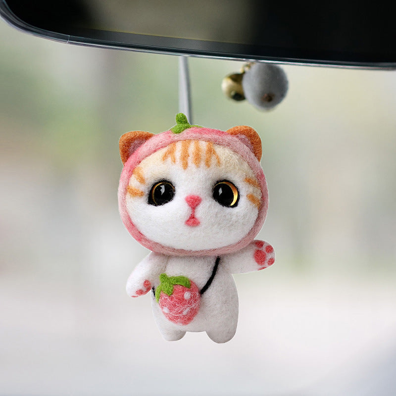 DIY Kit Animal Felt Wool Needle Poke Kerajinan Boneka Kucing Cat Binatang Lucu