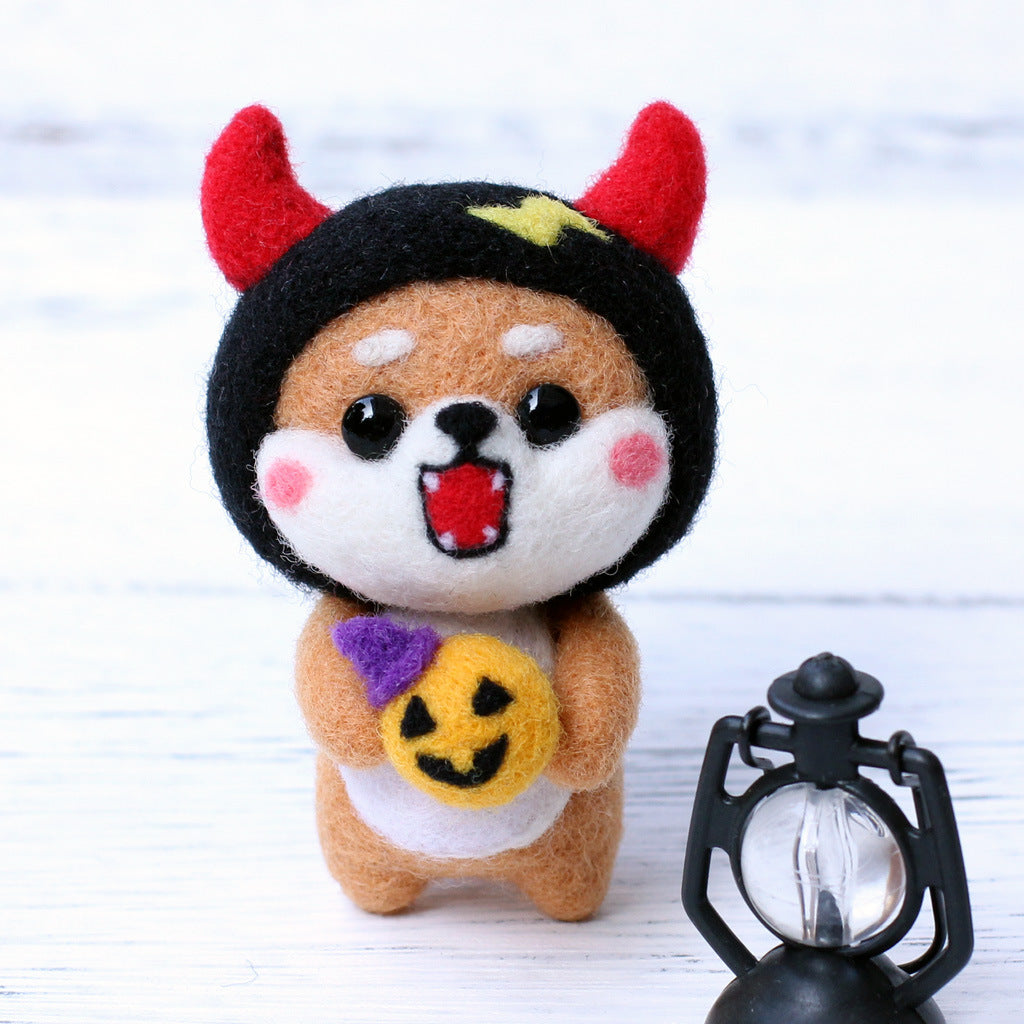 DIY Kit Animal Felt Wool Needle Poke Kerajinan Boneka Anjing Kostum Lucu