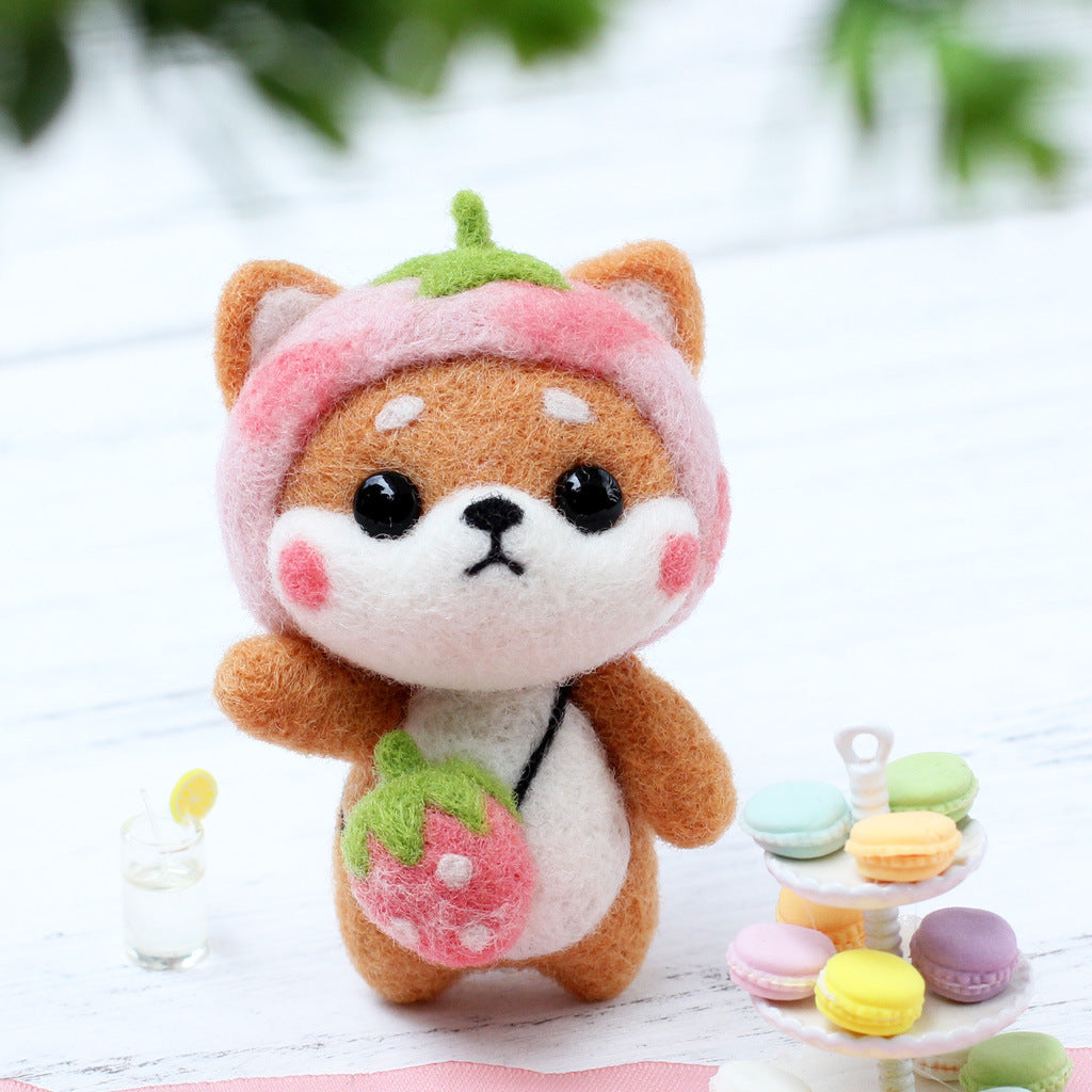 DIY Kit Animal Felt Wool Needle Poke Kerajinan Boneka Anjing Kostum Lucu
