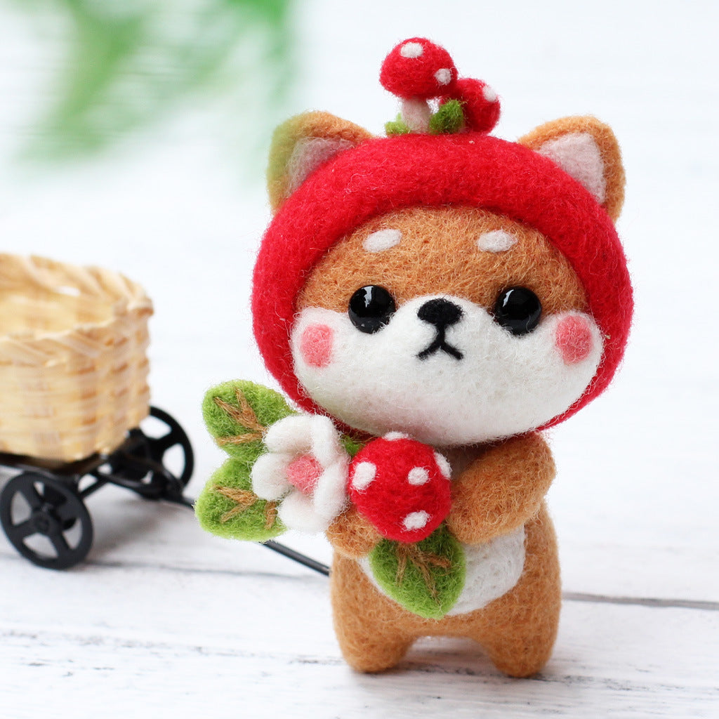 DIY Kit Animal Felt Wool Needle Poke Kerajinan Boneka Anjing Kostum Lucu