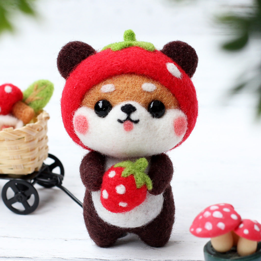 DIY Kit Animal Felt Wool Needle Poke Kerajinan Boneka Anjing Kostum Lucu